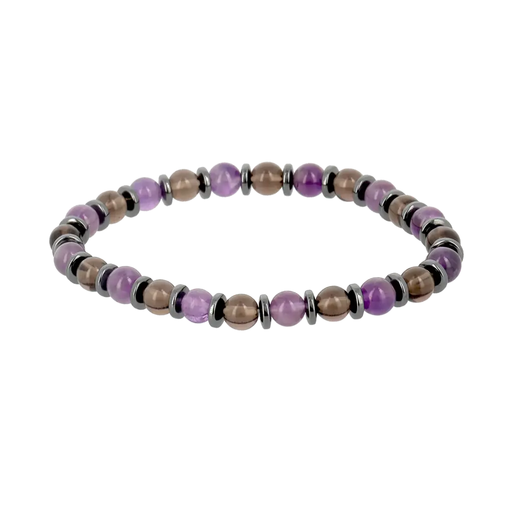 Bracelets Anti Addictions - Améthyste et Quartz Fumé