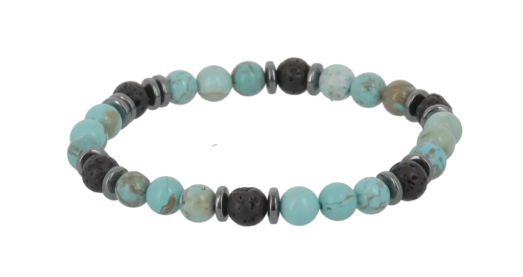 Bracelets Positive Attitude - Howlite Bleu & Pierre de lave