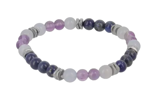 [BRAC02] Bracelets Tranquillité - Améthyste, Calcédoine & Lapis Lazuli