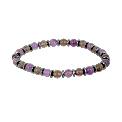 [BRAC20] Bracelets Anti Addictions - Améthyste et Quartz Fumé