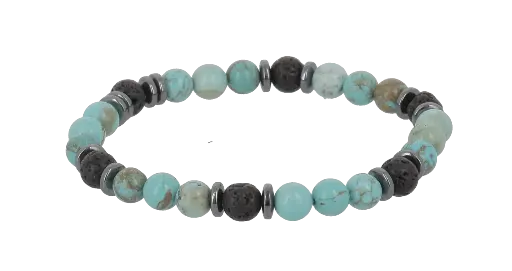 [BRAC23] Bracelets Positive Attitude - Howlite Bleu & Pierre de lave