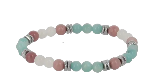 [BRAC24] Bracelets Affectivité - Rhodonite, Amazonite & Pierre de Lune