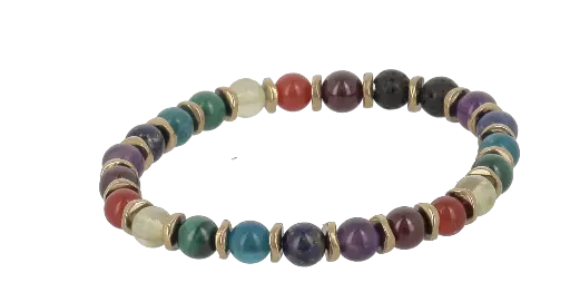 [BRAC25] Bracelets Alignement Parfait - Pierre de Lave & 7 Chakras